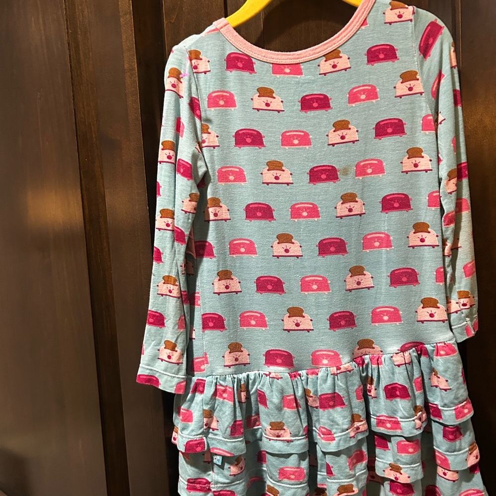 Cute Viscose and Bamboo Blue and Pink Ruffle Dress - Picture 5 of 5